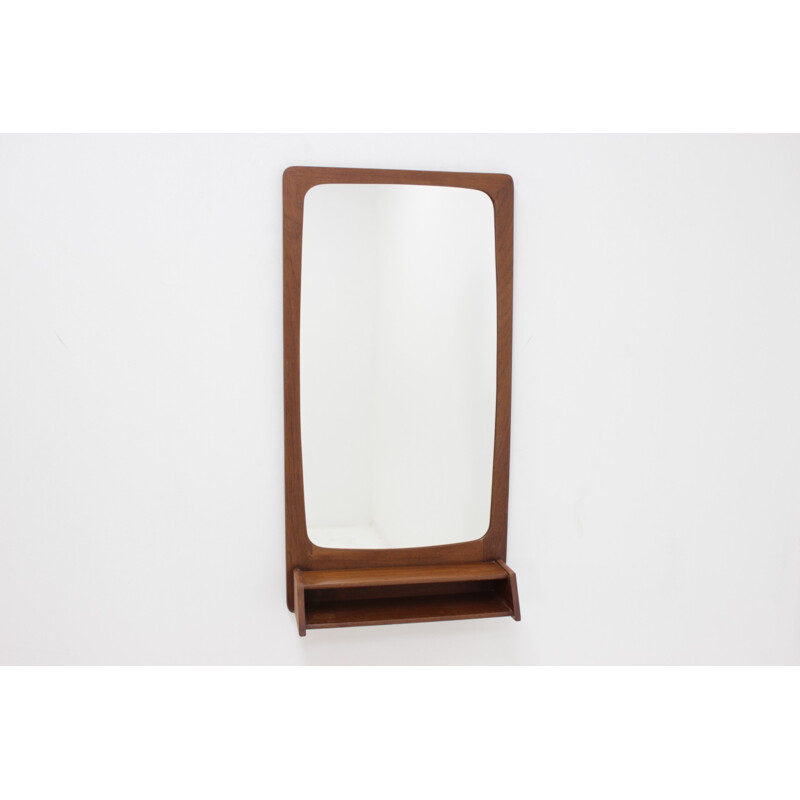 Miroir vintage rectangulaire en teck - 1960