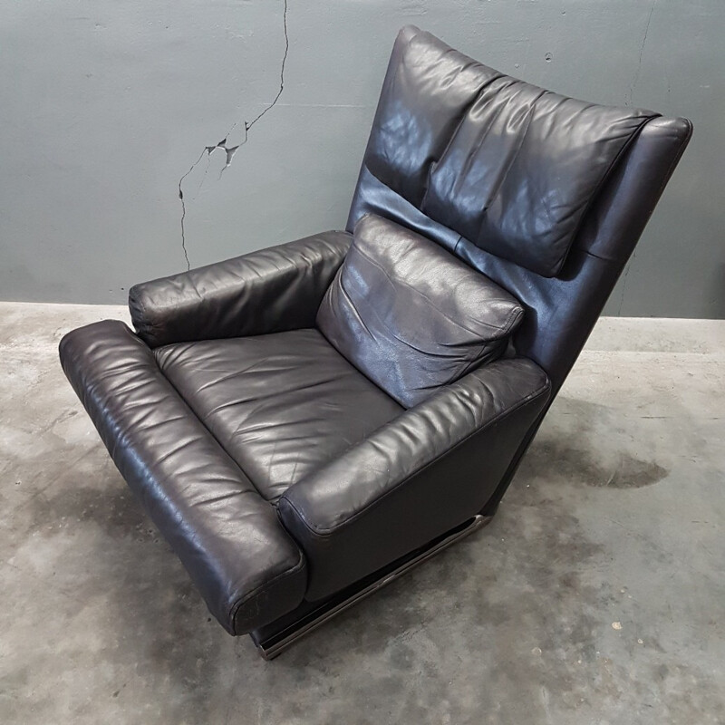 Leather chair with ottoman by Rolf Benz for Rolf Benz - 1980s