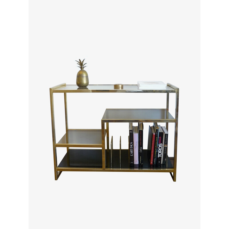 Vintage shelf in gilded metal by Belgo Chrom - 1970s