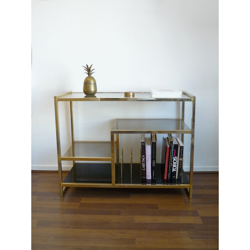 Vintage shelf in gilded metal by Belgo Chrom - 1970s