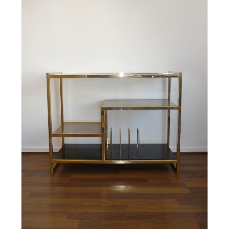 Vintage shelf in gilded metal by Belgo Chrom - 1970s