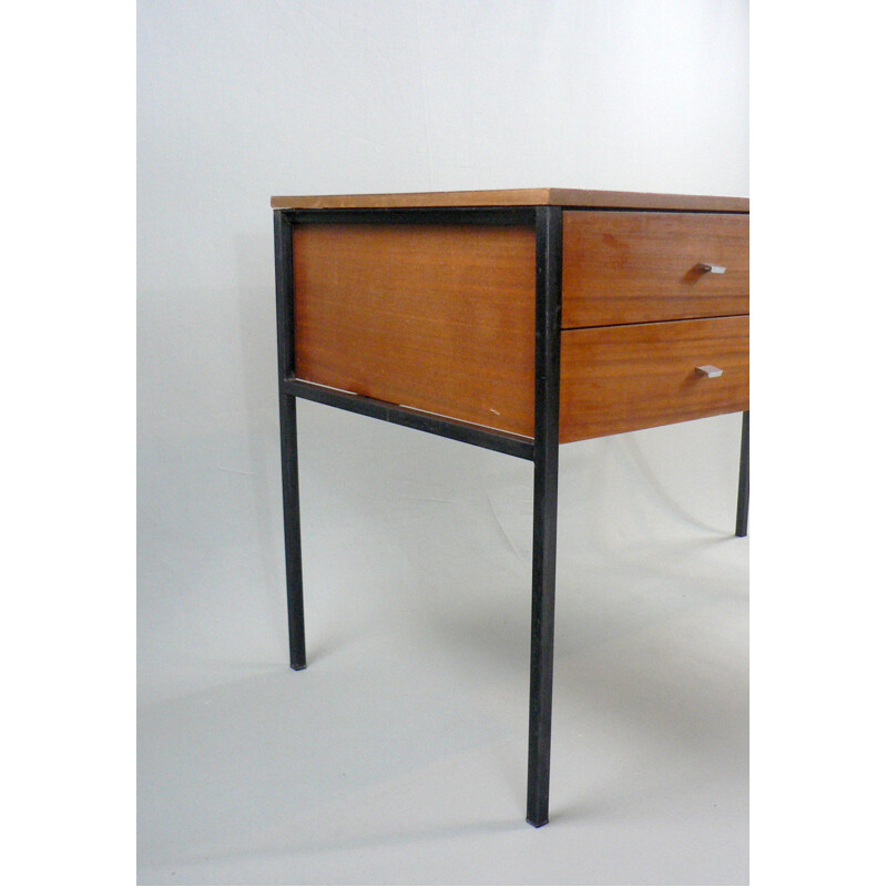 Bureau vintage "Etudiant" en tubes d'acier carrés laqués noir, Pierre Guariche pour Meurop - 1950