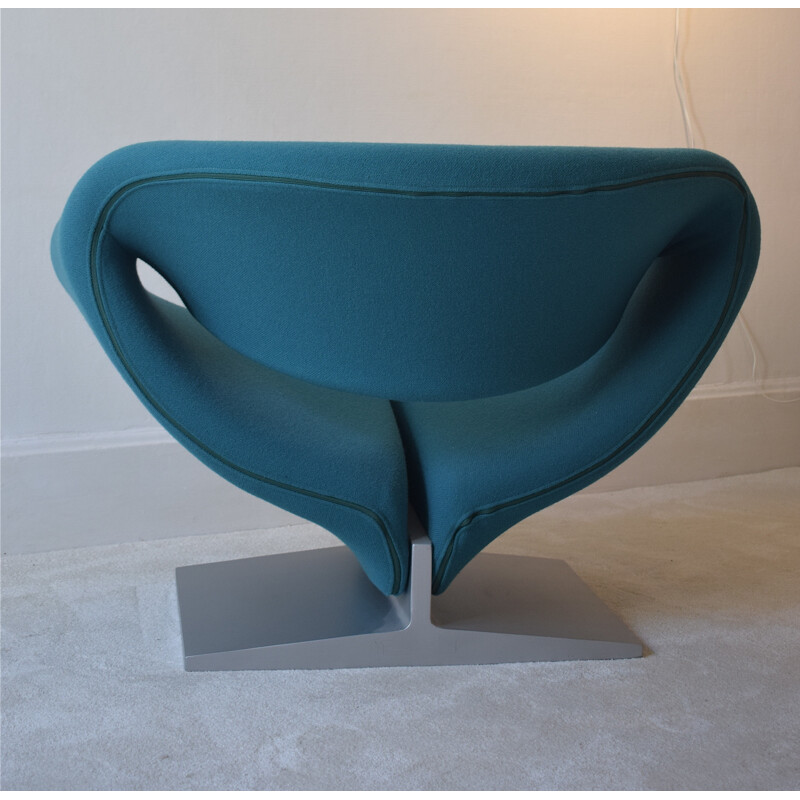 Vintage blue "Ribbon" armchair by Pierre Paulin for Artifort - 1970s