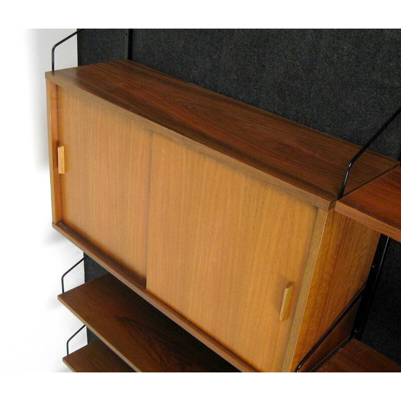 Vintage modular teak shelf and metal - 1950s