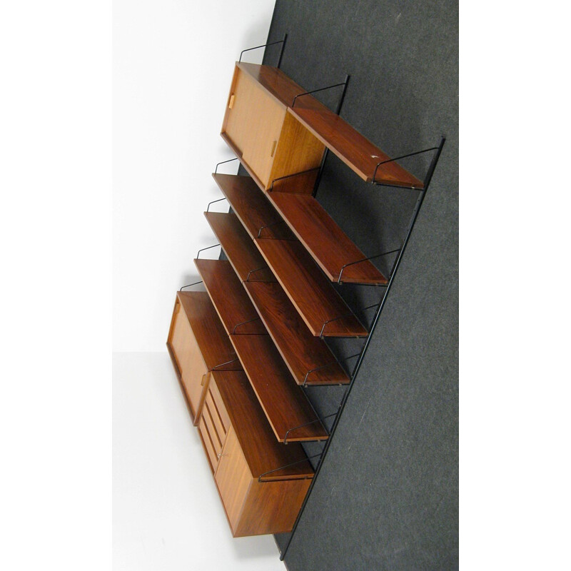 Vintage modular teak shelf and metal - 1950s