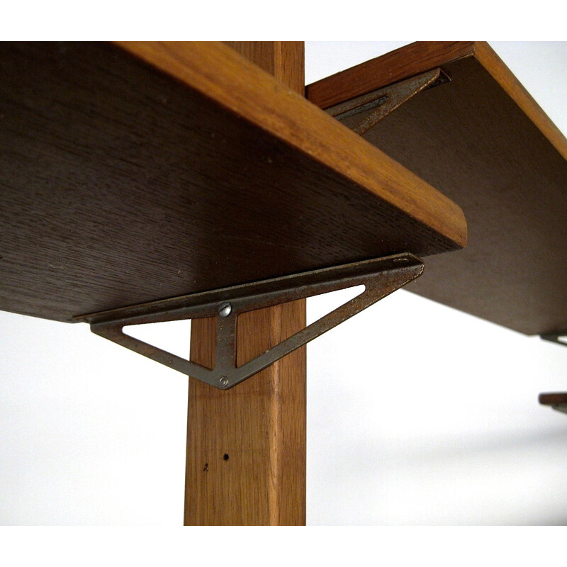 Vintage industrial design modular oak shelf - 1950s