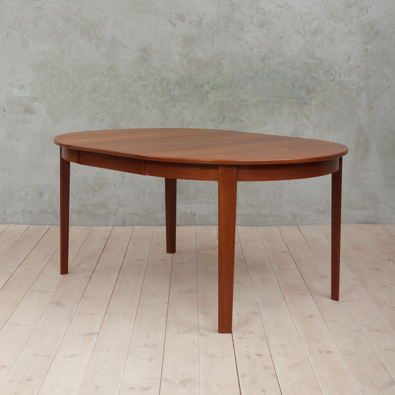 Round Vintage Danish table with teak extension - 1960s