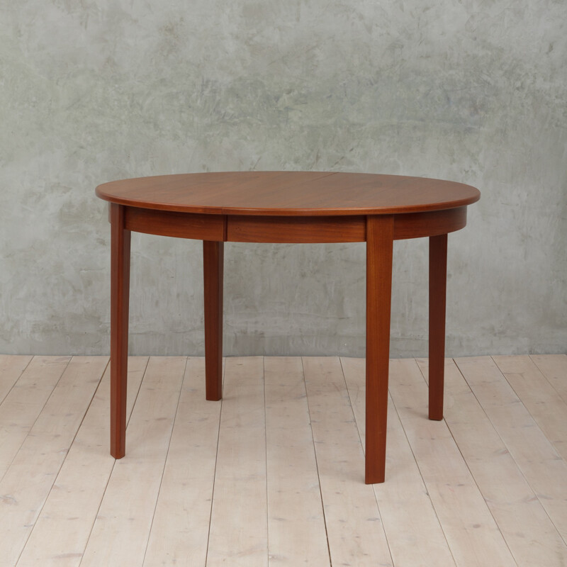 Round Vintage Danish table with teak extension - 1960s