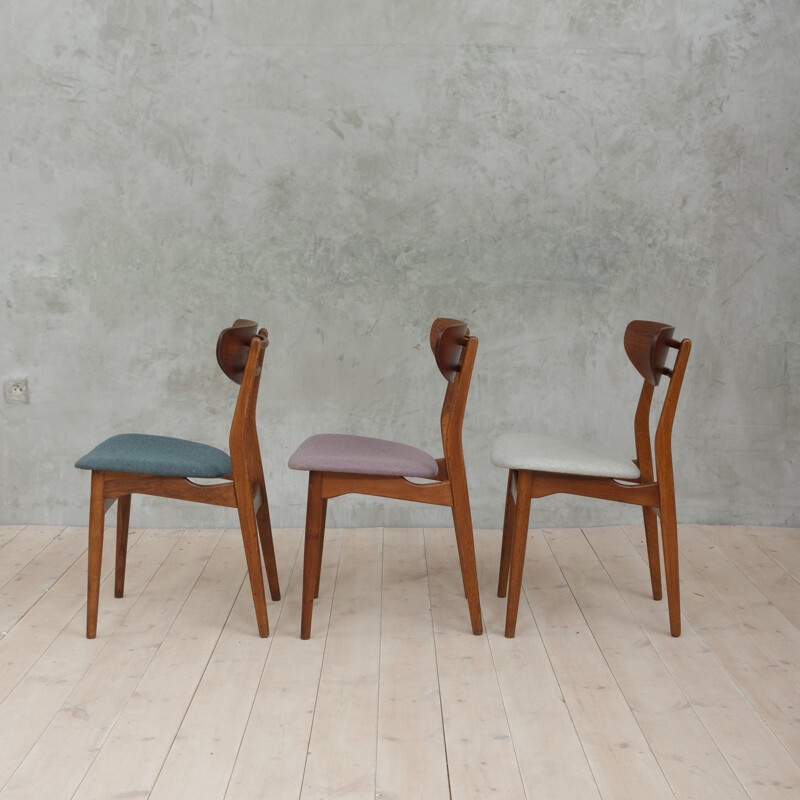 Set of 3 vintage danish sculptural chairs - 1950s
