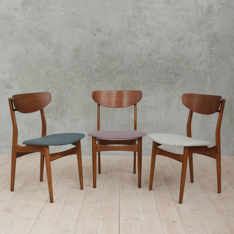 Set of 3 vintage danish sculptural chairs - 1950s