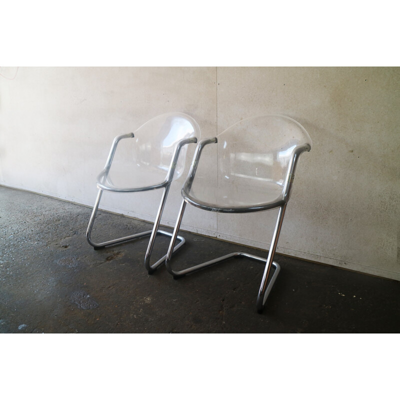 Pair of vintage Italian perspex chairs - 1970s