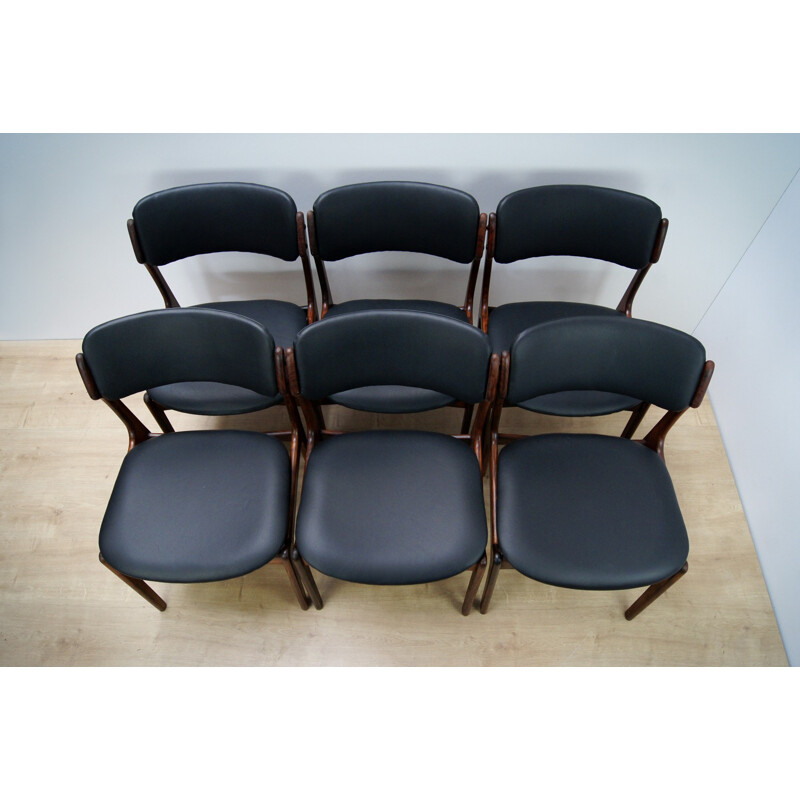 Suite de 6 chaises à repas Modèle 49 en palissandre par Erik Buch pour Odense Maskinsnedkeri - 1960
