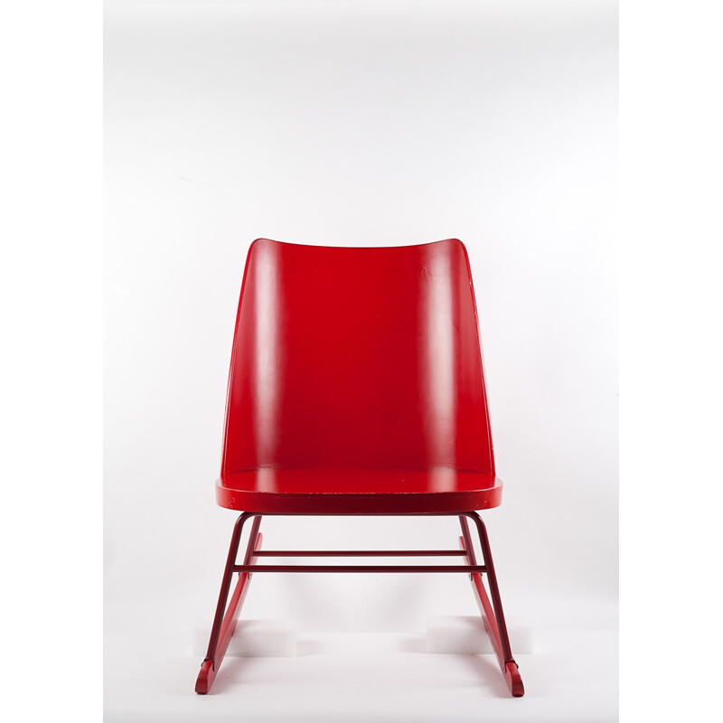 Fauteuil à bascule rouge vintage - 1940