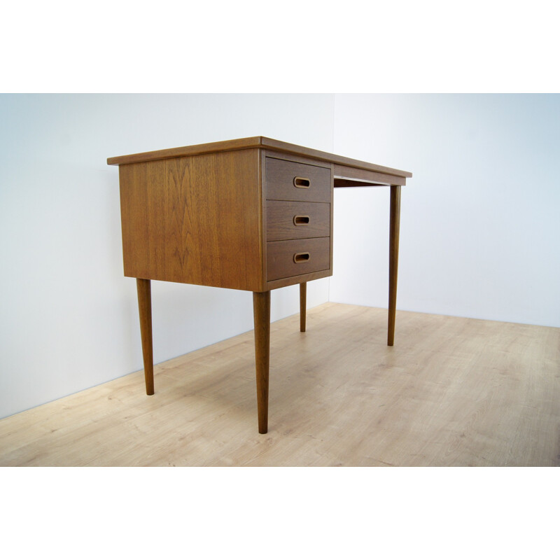 Vintage teak desk with 3 drawers - 1960s