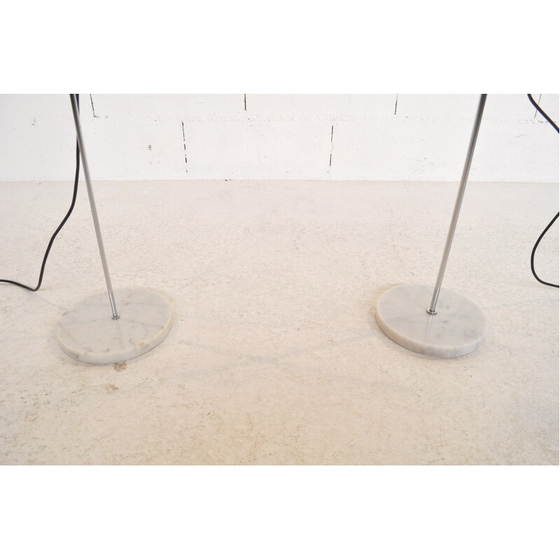 Pair of floor lamps in white marble and chrome steel, Alain RICHARD - 1960s