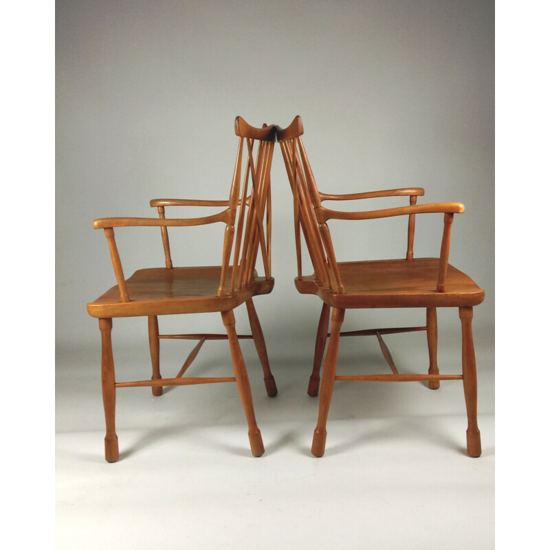 Set of 2 Windsor chairs by Ole Wanscher for Fritz Hansen - 1940s