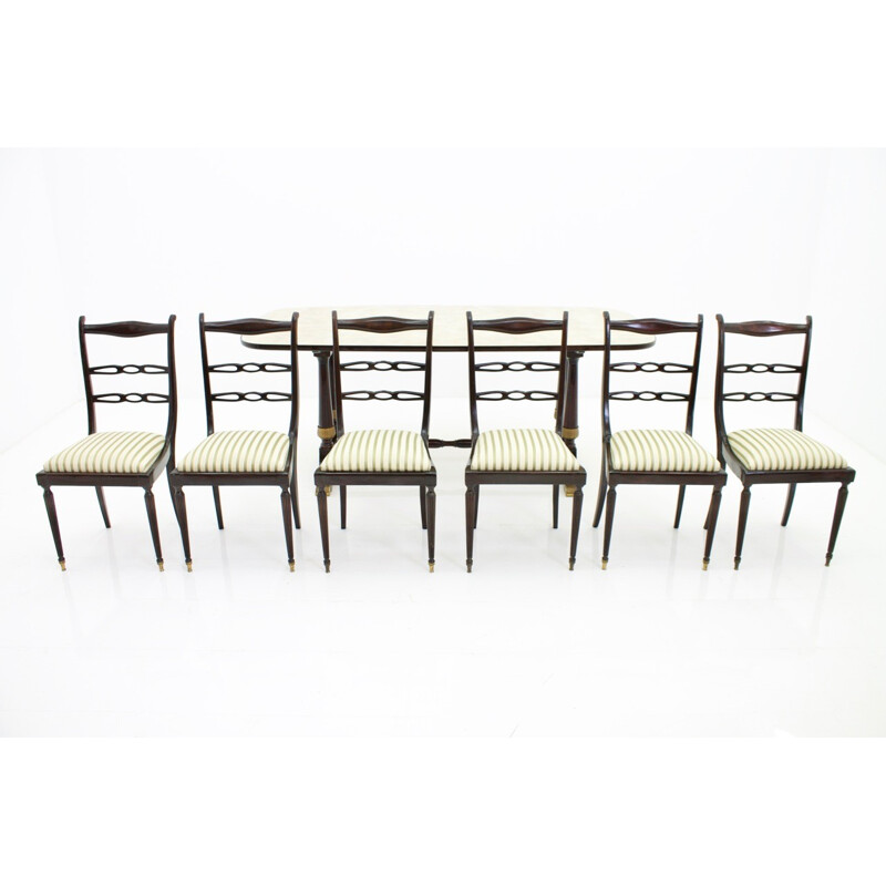 Vintage Table and Six Chairs Italian Dining Suite - 1950s