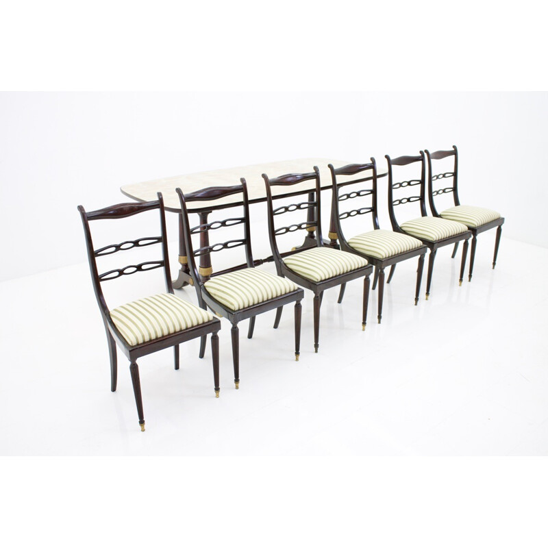 Vintage Table and Six Chairs Italian Dining Suite - 1950s