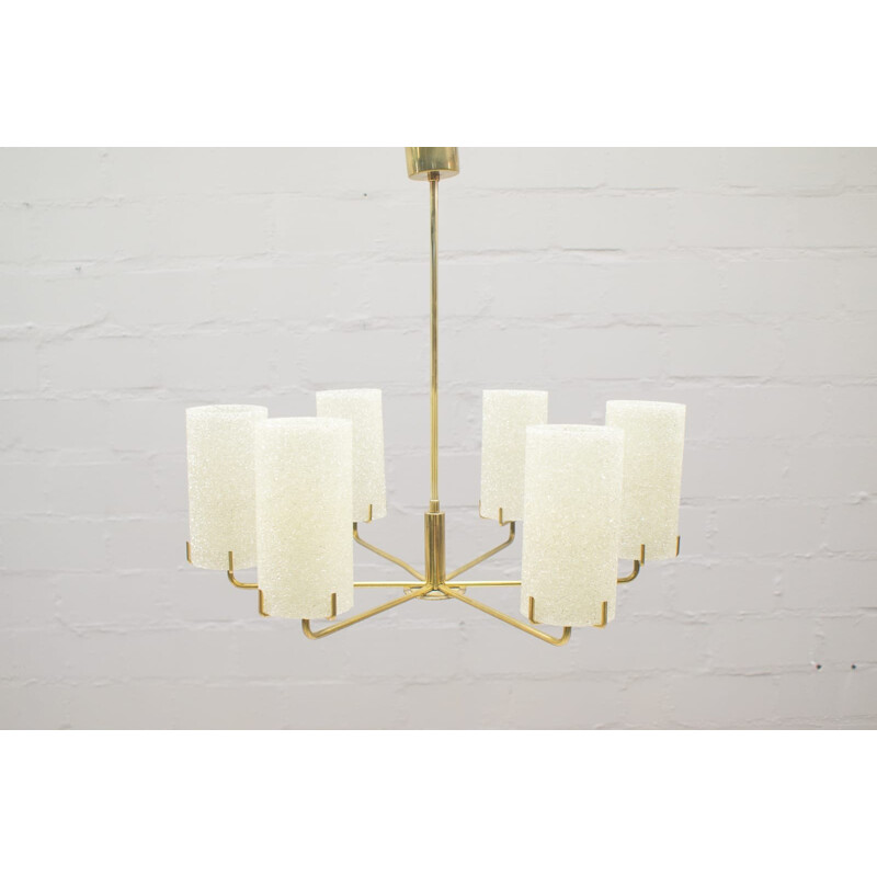 Vintage Golden Ceiling Light with 6 Shades - 1960s