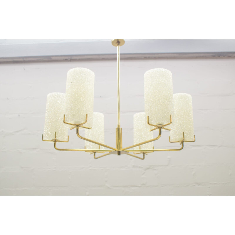 Vintage Golden Ceiling Light with 6 Shades - 1960s