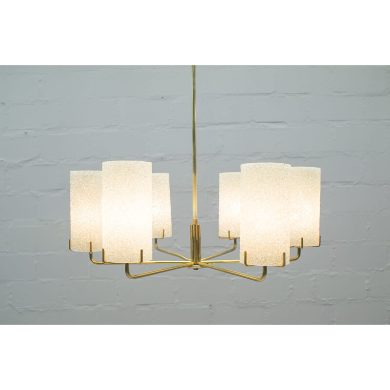 Vintage Golden Ceiling Light with 6 Shades - 1960s
