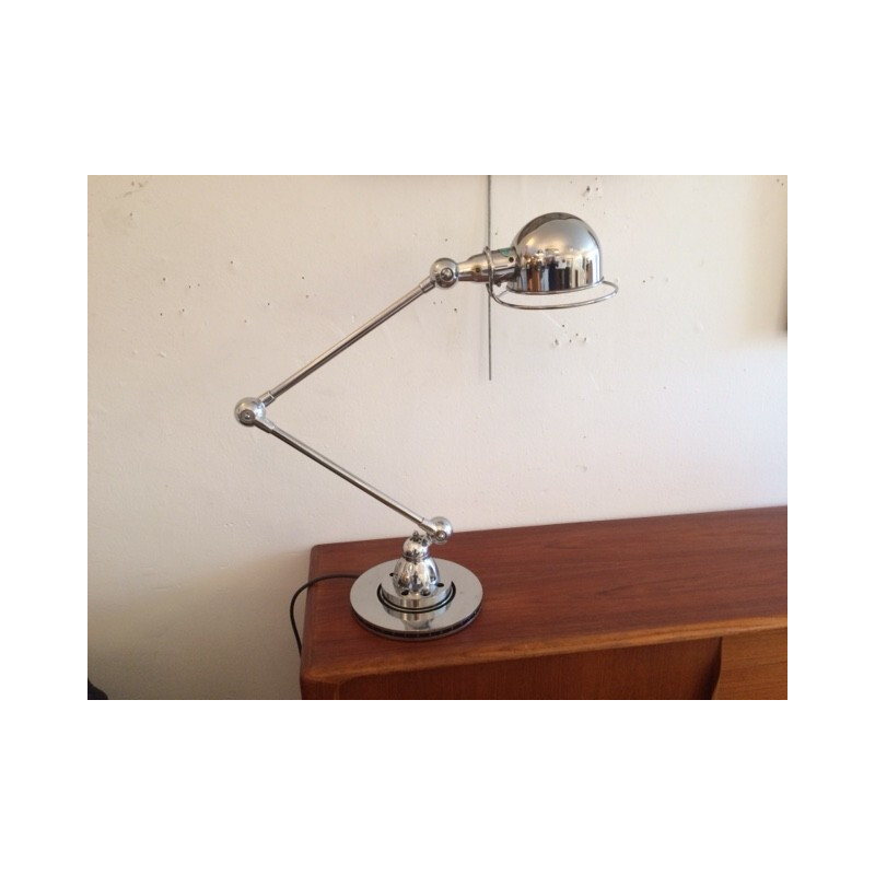 Vintage 2 arm polished steel lamp by Jielde, 1950