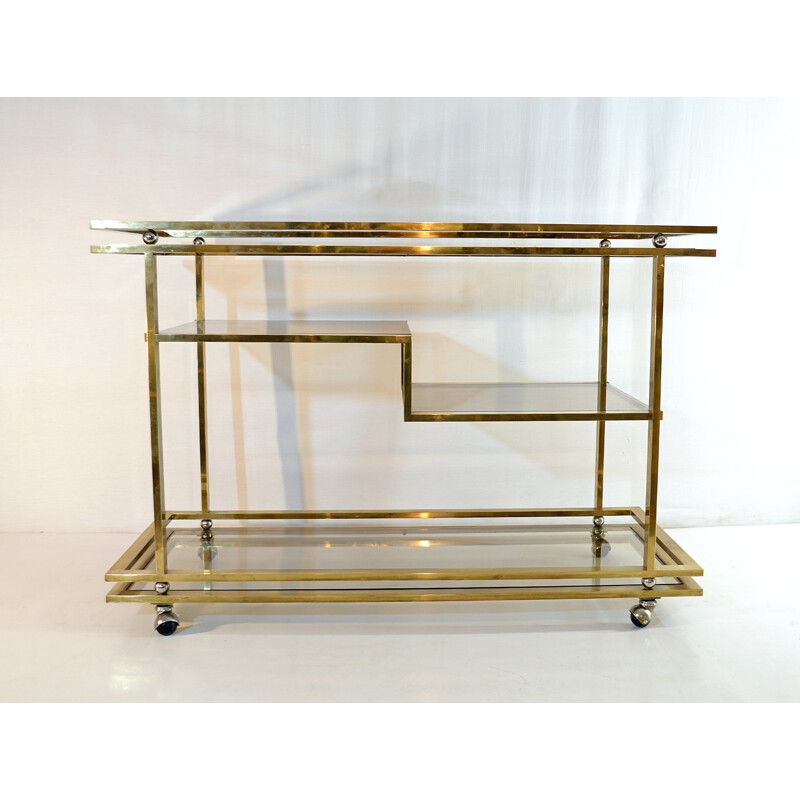 Vintage Large Four-Tiered Bar Cart in Brass - 1970s