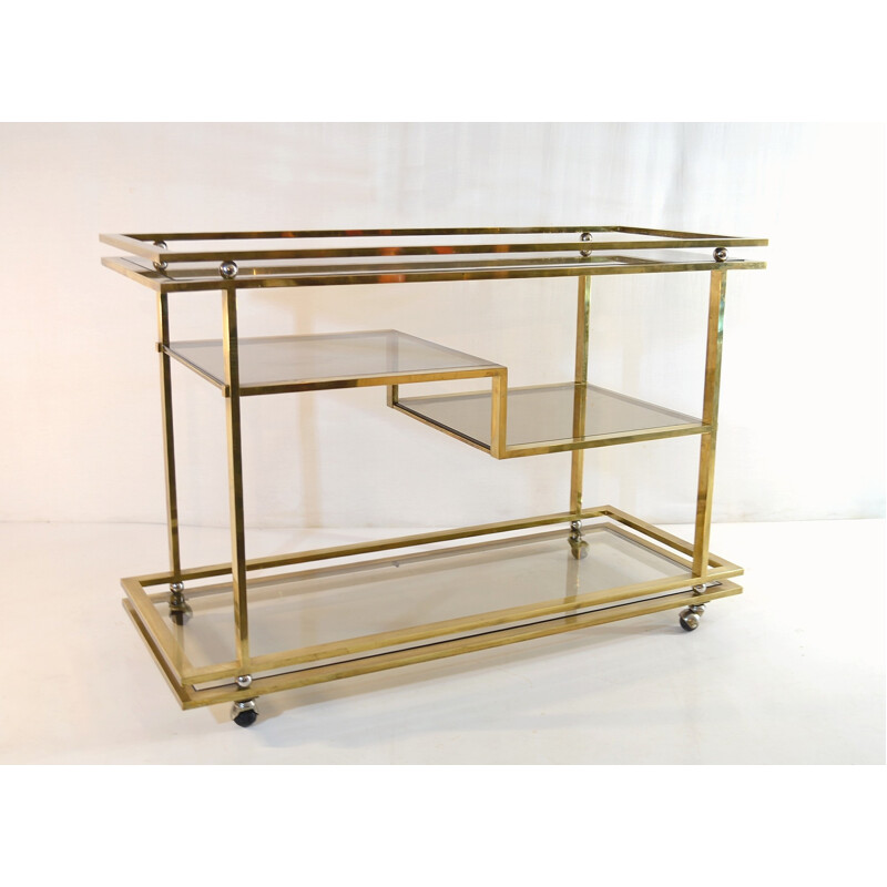 Vintage Large Four-Tiered Bar Cart in Brass - 1970s