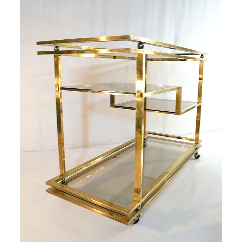 Vintage Large Four-Tiered Bar Cart in Brass - 1970s