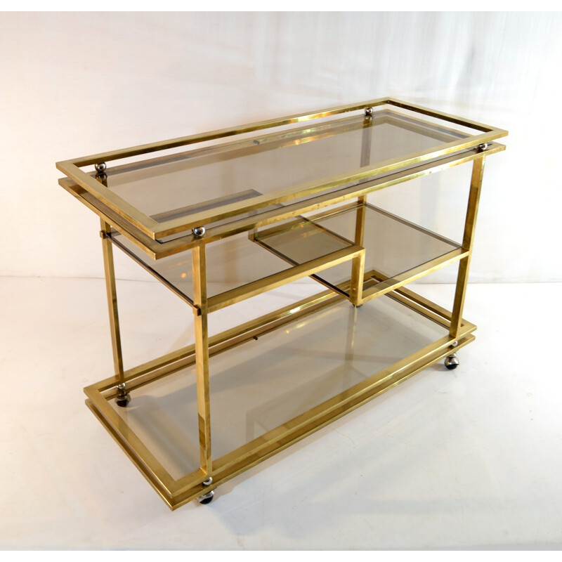 Vintage Large Four-Tiered Bar Cart in Brass - 1970s