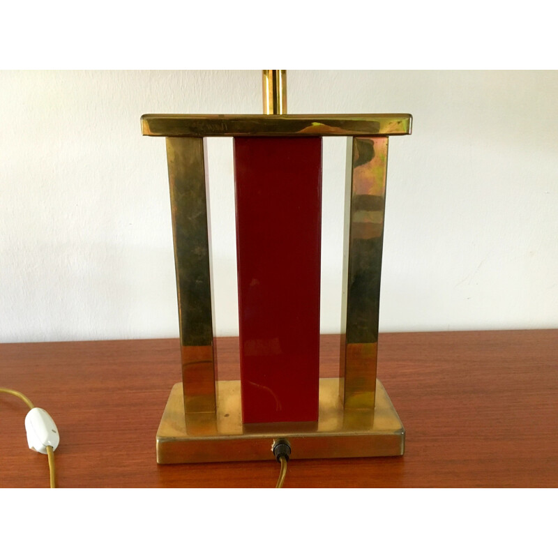 Vintage burgundy lacquered metal lamp by Louis Drimmer - 1970s