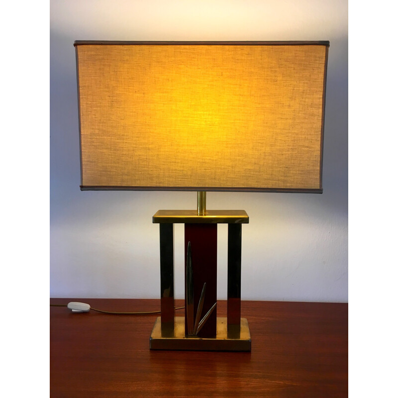 Vintage burgundy lacquered metal lamp by Louis Drimmer - 1970s