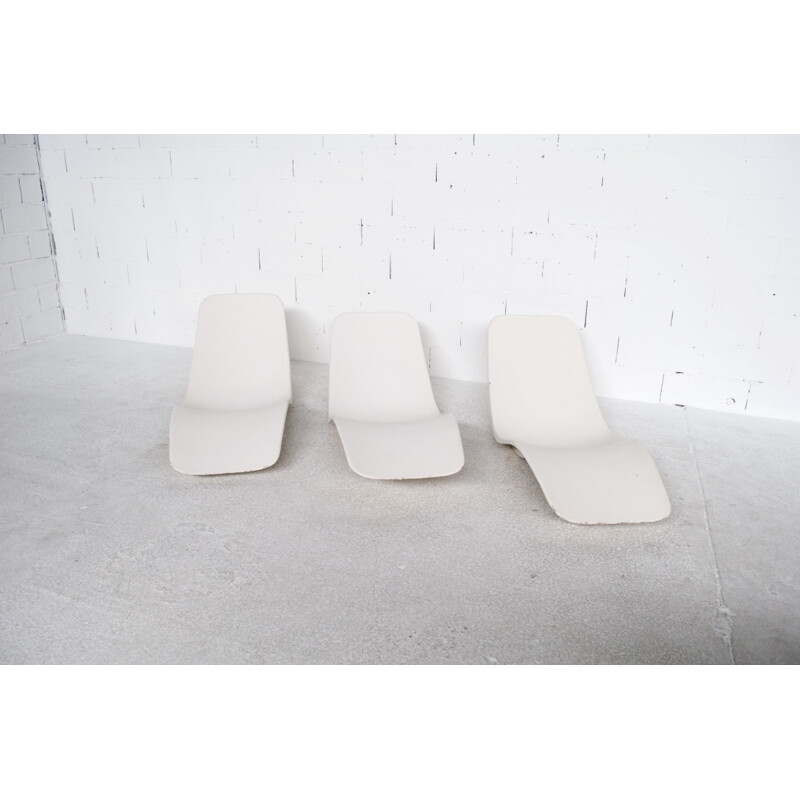 Vintage set of 3 lounge chairs by Charles Zublena for Les Plastiques de Bourgogne - 1960s