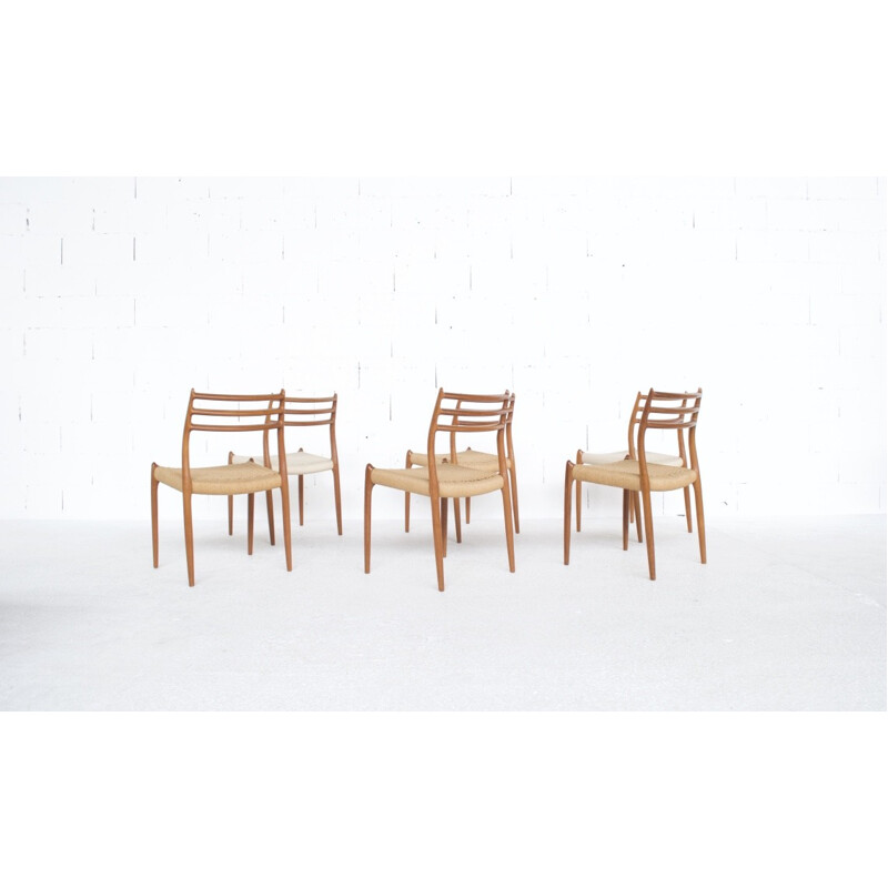 6 chaises en teck, modèle 78, par Niels O. Moller pour Mollers Mobelfabrik - 1962