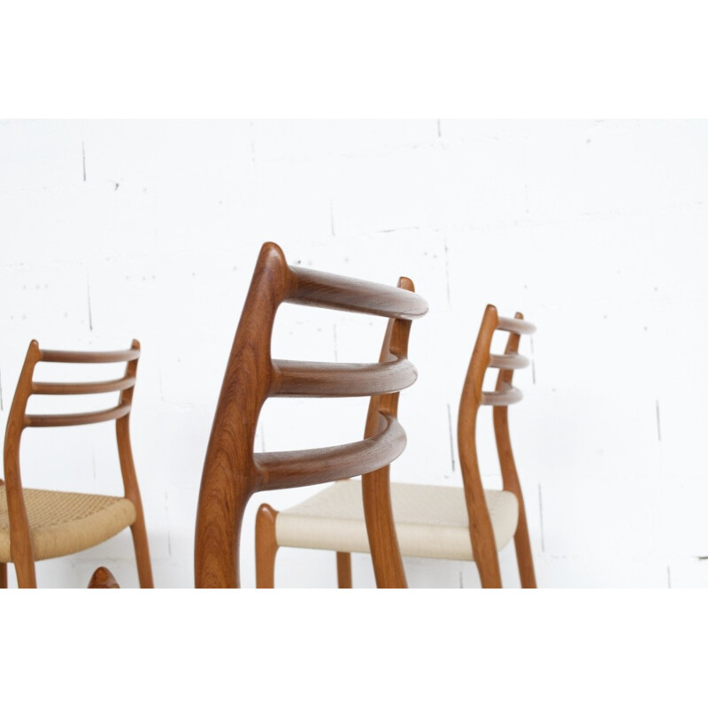 6 chaises en teck, modèle 78, par Niels O. Moller pour Mollers Mobelfabrik - 1962