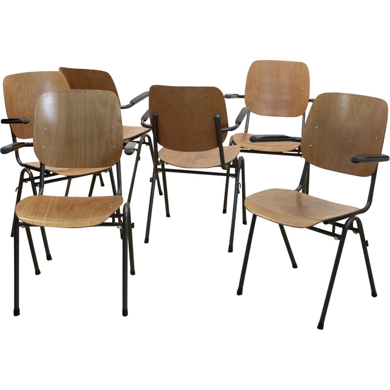 Vintage industrial plywood chairs, The Netherlands 1960