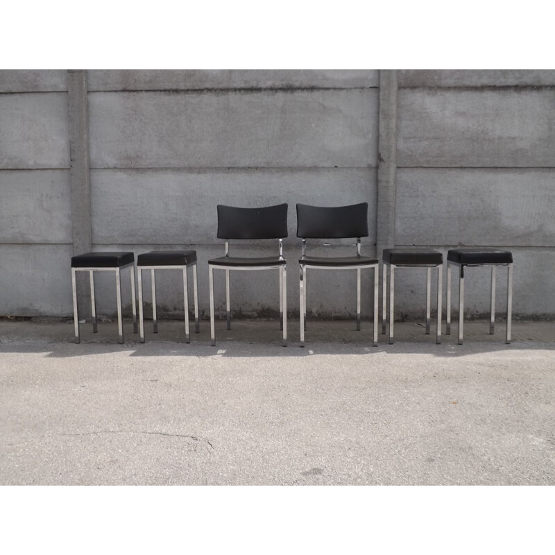 Vintage set of 2 chairs and 4 stools by Rudi Verelst for Novalux - 1960s