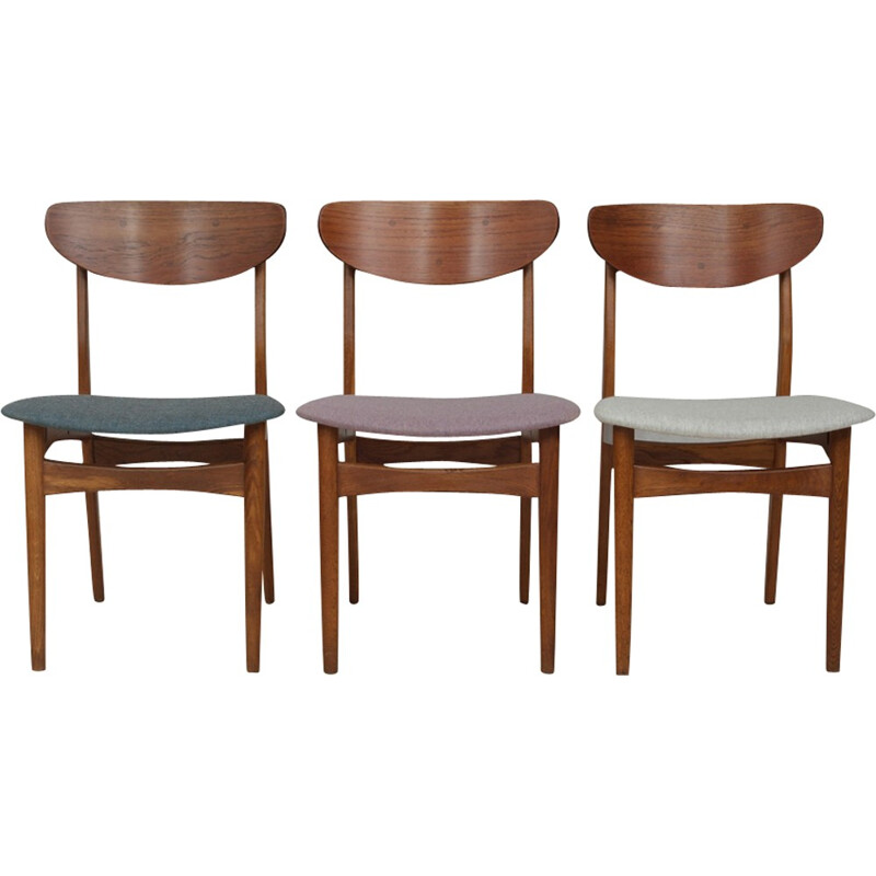 Set of 3 vintage danish sculptural chairs - 1950s