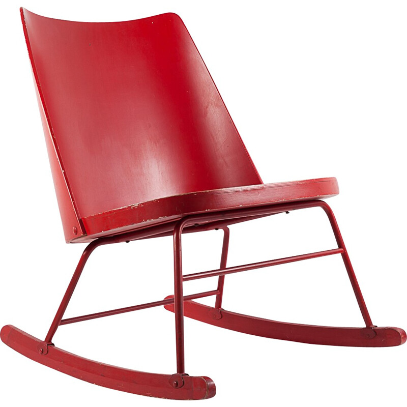 Fauteuil à bascule rouge vintage - 1940