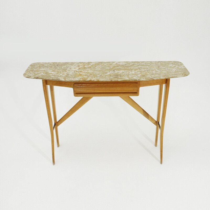 Italian vintage console with marble top by Cicchetti - 1950s