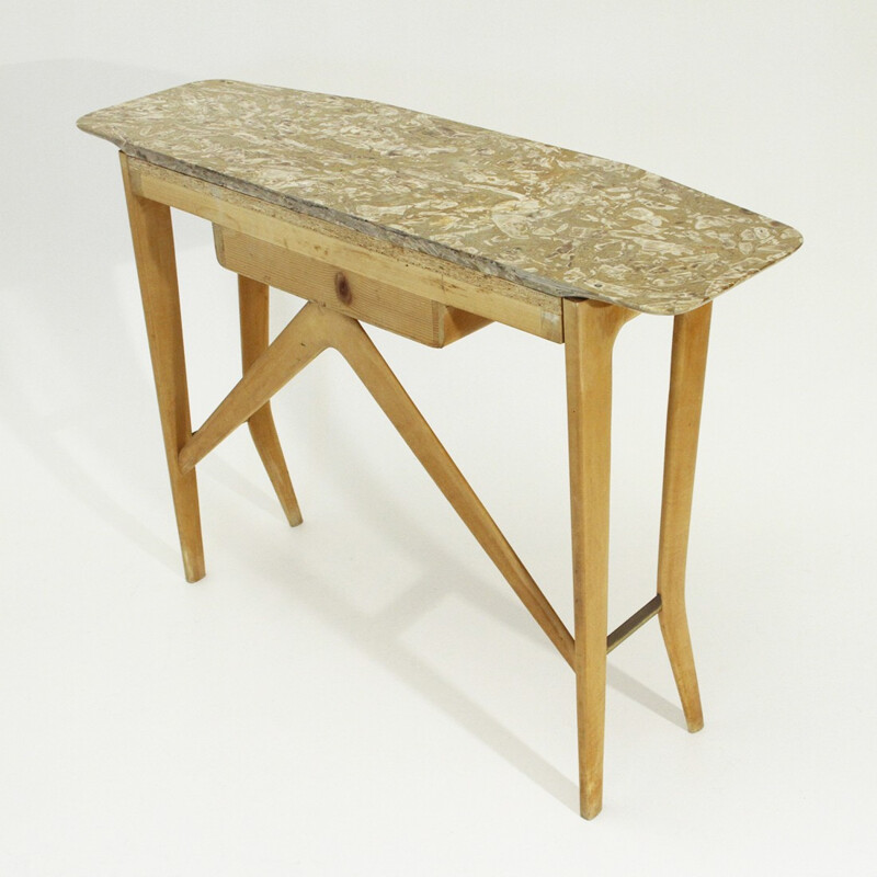 Italian vintage console with marble top by Cicchetti - 1950s