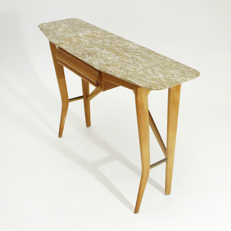 Italian vintage console with marble top by Cicchetti - 1950s