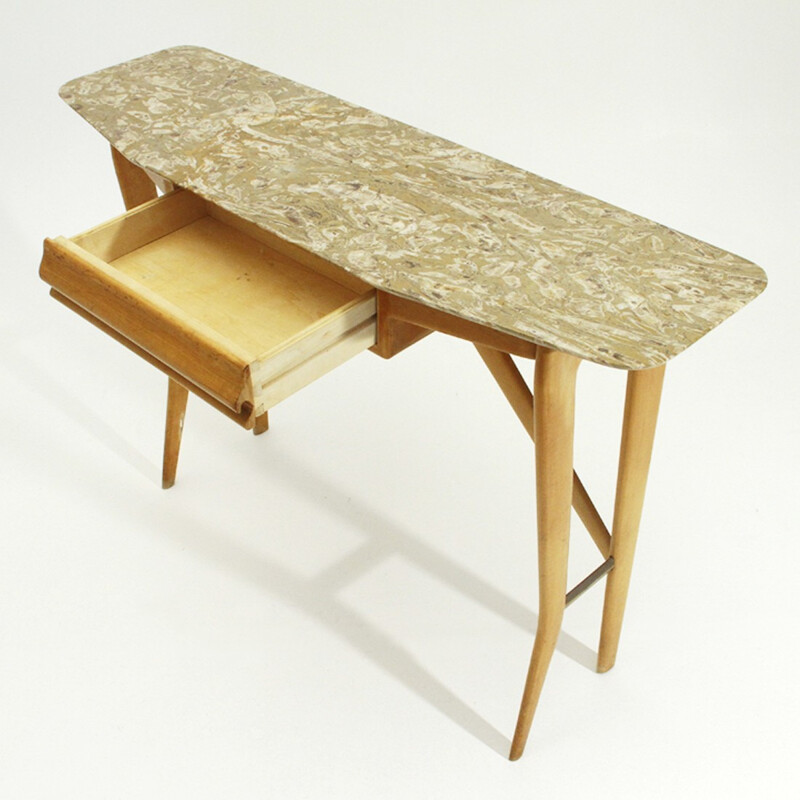 Italian vintage console with marble top by Cicchetti - 1950s