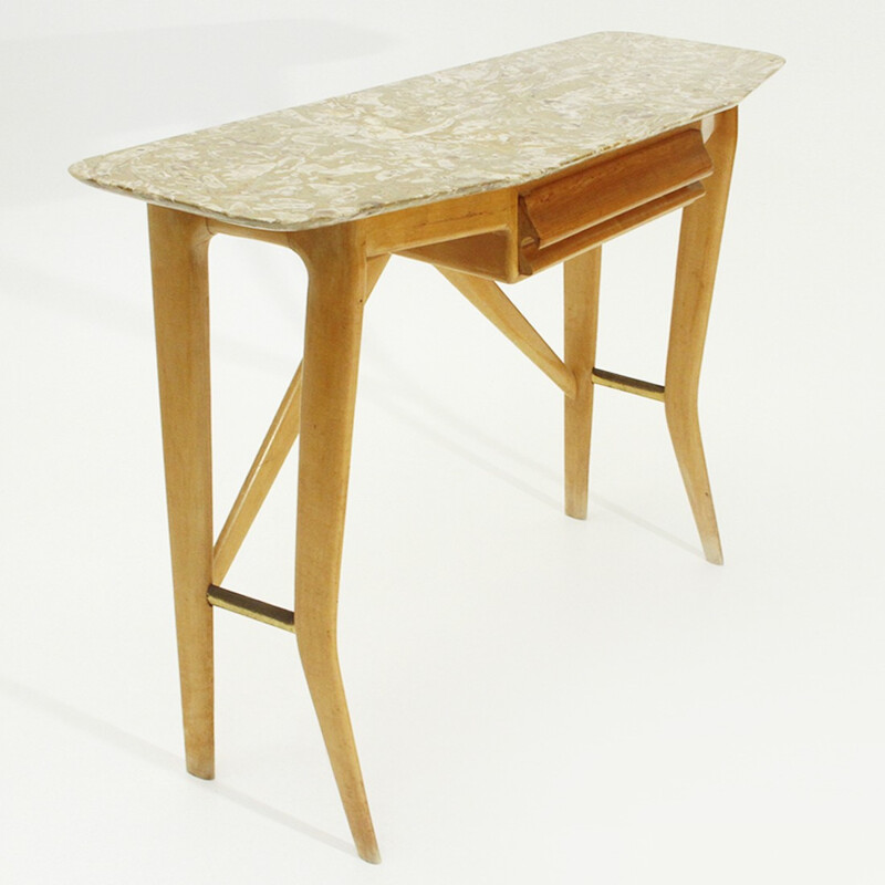 Italian vintage console with marble top by Cicchetti - 1950s