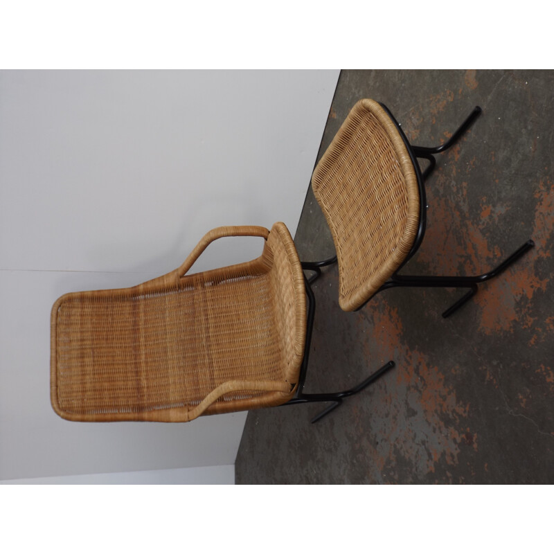 Wicker Lounge Chair and ottoman by Rohé - 1960s