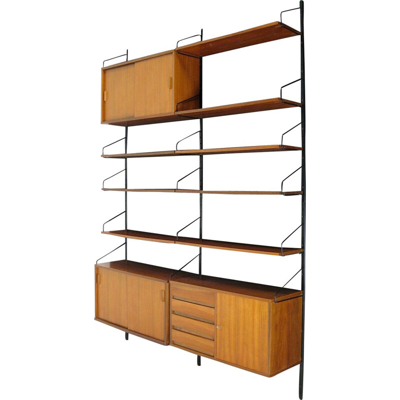 Vintage modular teak shelf and metal - 1950s