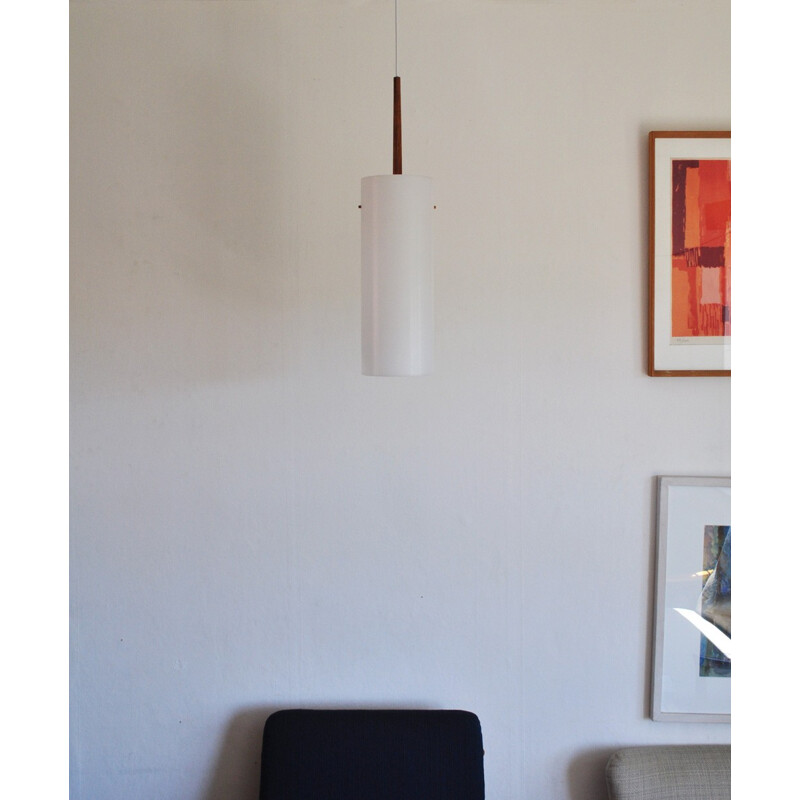 Large pendant lamp made of rosewood and acrylate by Uno & Östen Kristiansson for Luxus - 1960s