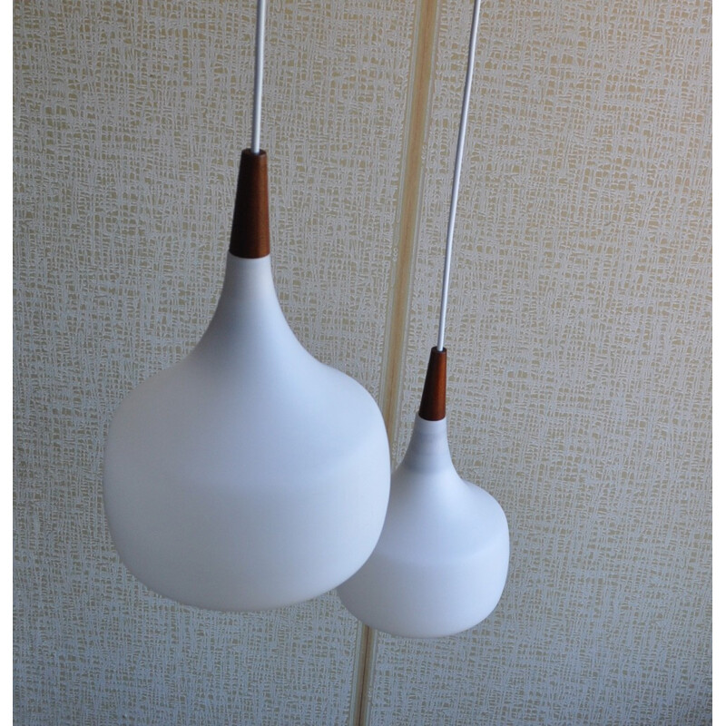 Set of 2 vintage pendant lamps for Holmegaard - 1960s