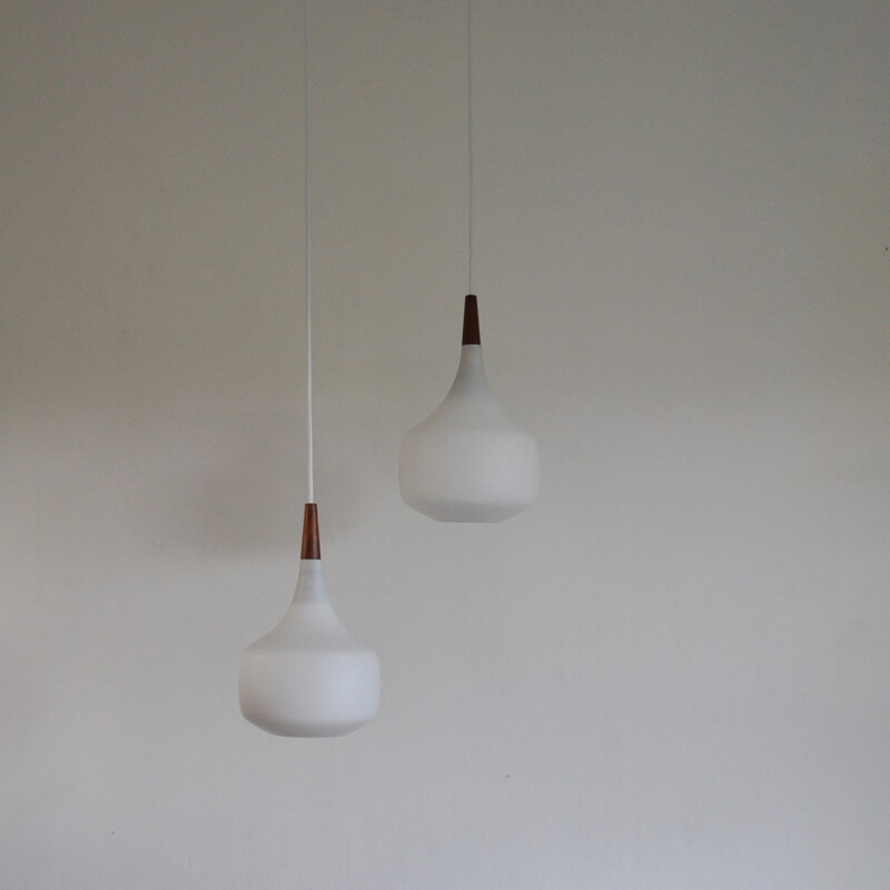 Set of 2 vintage pendant lamps for Holmegaard - 1960s