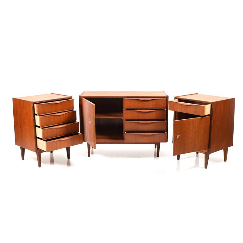 Vintage 3-piece sideboard in teak - 1950s